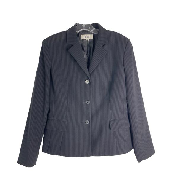 Le Suit Jackets & Blazers - Vintage black striped button preppy office academia blazer jacket 14